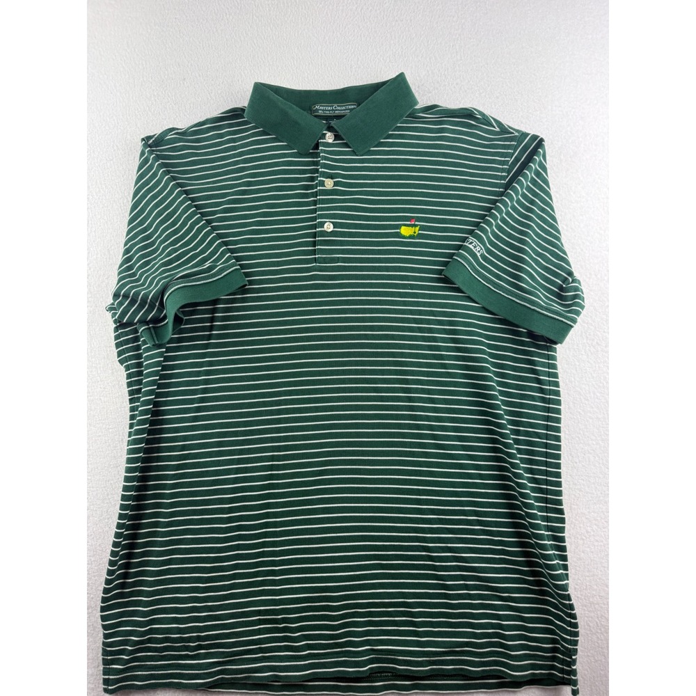 Masters Collection Green Striped Pima Cotton Golf Polo Shirt Men's Large L